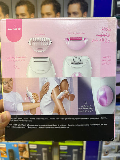 Epilator with Shaver, Trimmer, and Massage Roller Cap